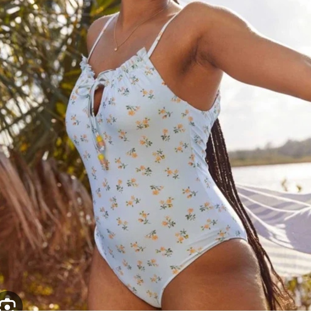 Aerie Blue Floral Swimsuit size M long